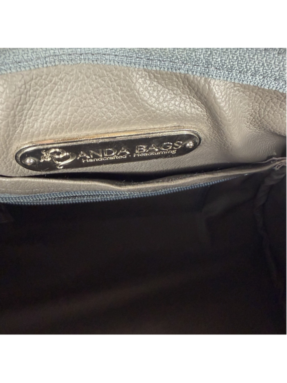 Banda Bags Hitam Large Barrel Purse Gray Blue Floral Shoulder Adjustable Strap - Picture 6 of 10